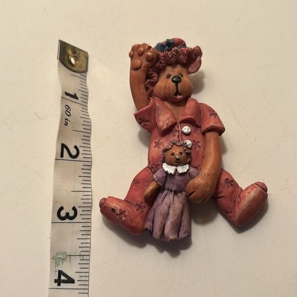 Teddy Bear waving with stuffed animal brooch pin - Picture 4 of 4